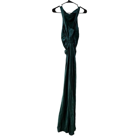 🆕 REFORMATION Anaiis Silk Maxi Dress Forest Green Sz 2 - Picture 3 of 6